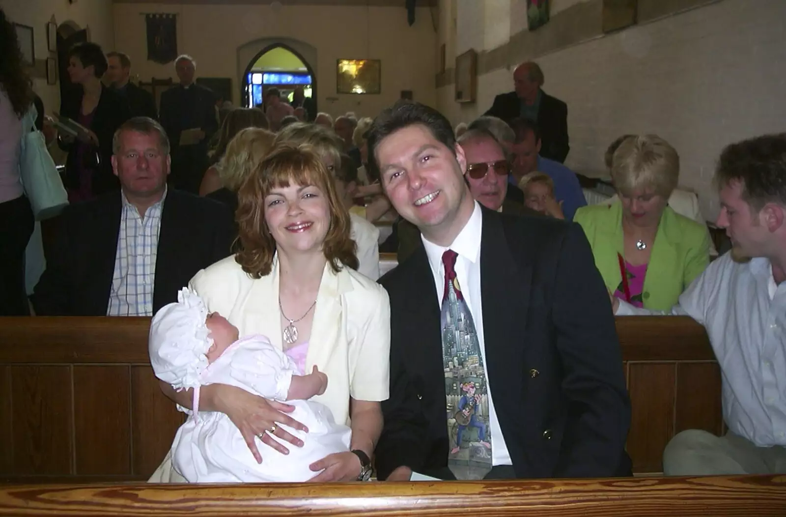 Michelle and Sean in the church, from Sydney's Christening, Hordle, Hampshire - 4th May 2002