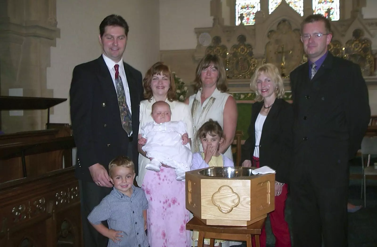 Nosher in the family photo, from Sydney's Christening, Hordle, Hampshire - 4th May 2002