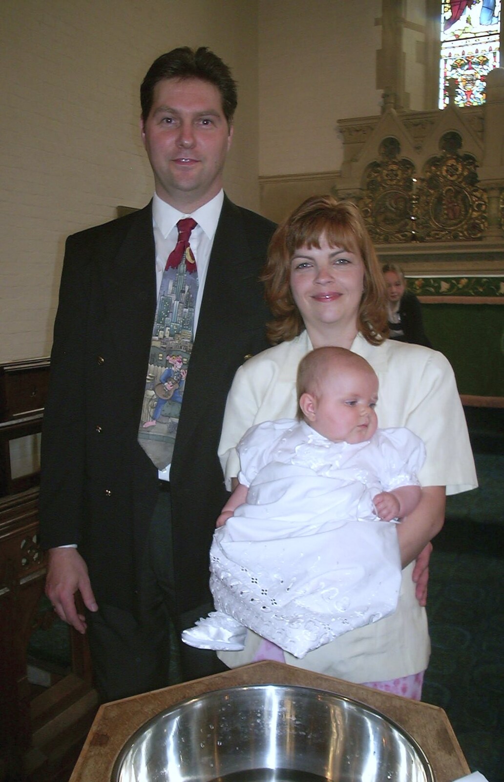 Sean, Michelle and the baby Sydney from Sydney's Christening, Hordle, Hampshire - 4th May 2002