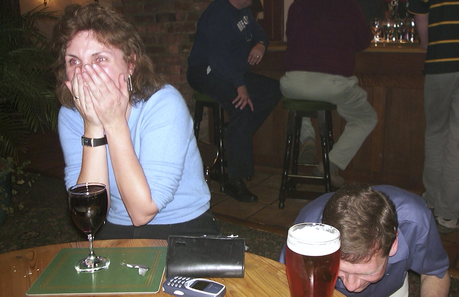 The BSCC Bike Ride, Shefford, Bedford - 11th May 2002: Anne laughs as Apple disappears under the table