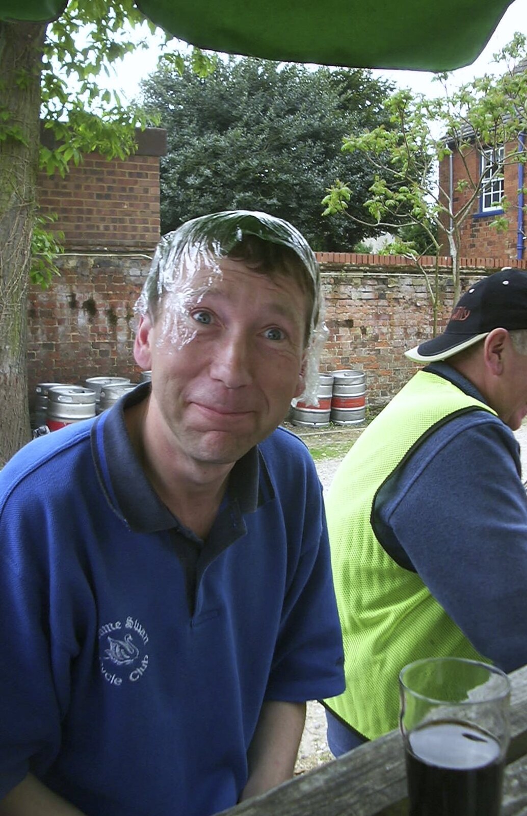 The BSCC Bike Ride, Shefford, Bedford - 11th May 2002: Apple with cling-film on his head