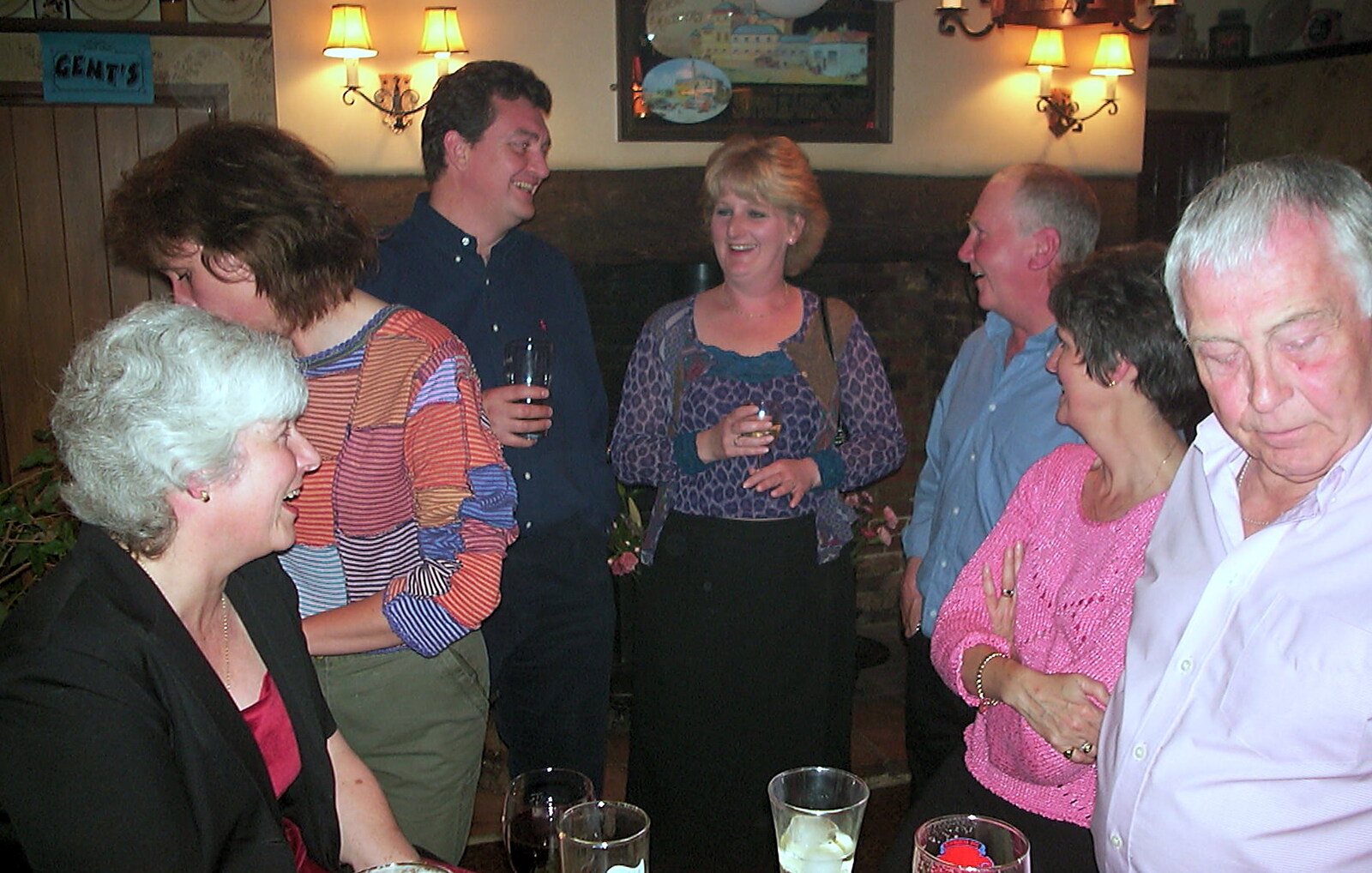 Jenny's 50th at The Swan Inn, Brome, Suffolk - 14th May 2002: Phil and his wife chat to John Willy