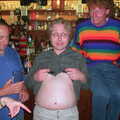 Marc gets his belly out, Jenny's 50th at The Swan Inn, Brome, Suffolk - 14th May 2002
