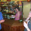 DH chats to Suey at the bar, Jenny's 50th at The Swan Inn, Brome, Suffolk - 14th May 2002