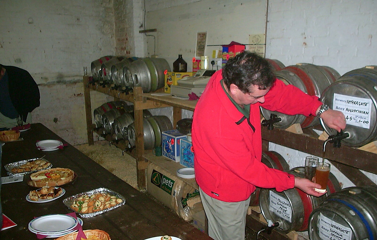 Beer is poured, straight from the barrel from The Hoxne Beer Festival, Suffolk - 20th May 2002