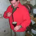 The landlord prepares to do a yard of ale, The Hoxne Beer Festival, Suffolk - 20th May 2002