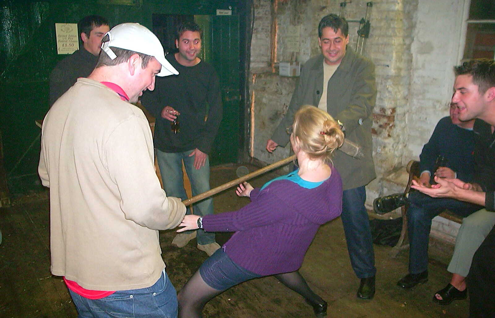 Some limbo dancing occurs from The Hoxne Beer Festival, Suffolk - 20th May 2002