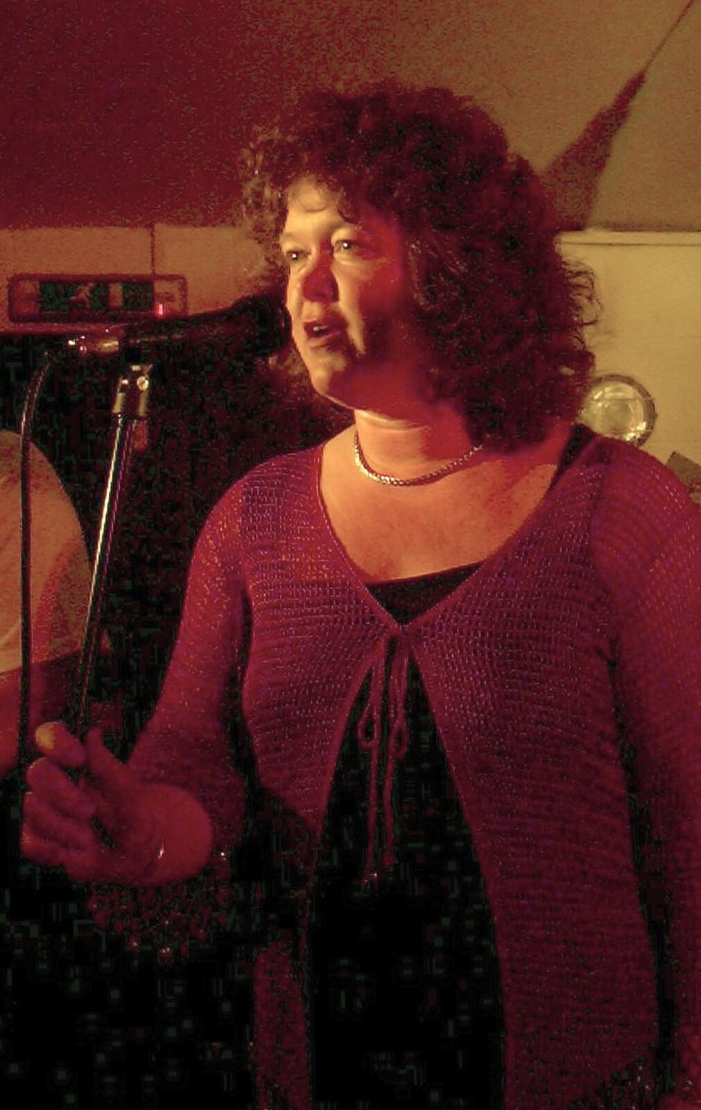 Jo on the mic from The BBs at the Cider Shed, Banham, Norfolk - 24th May 2002