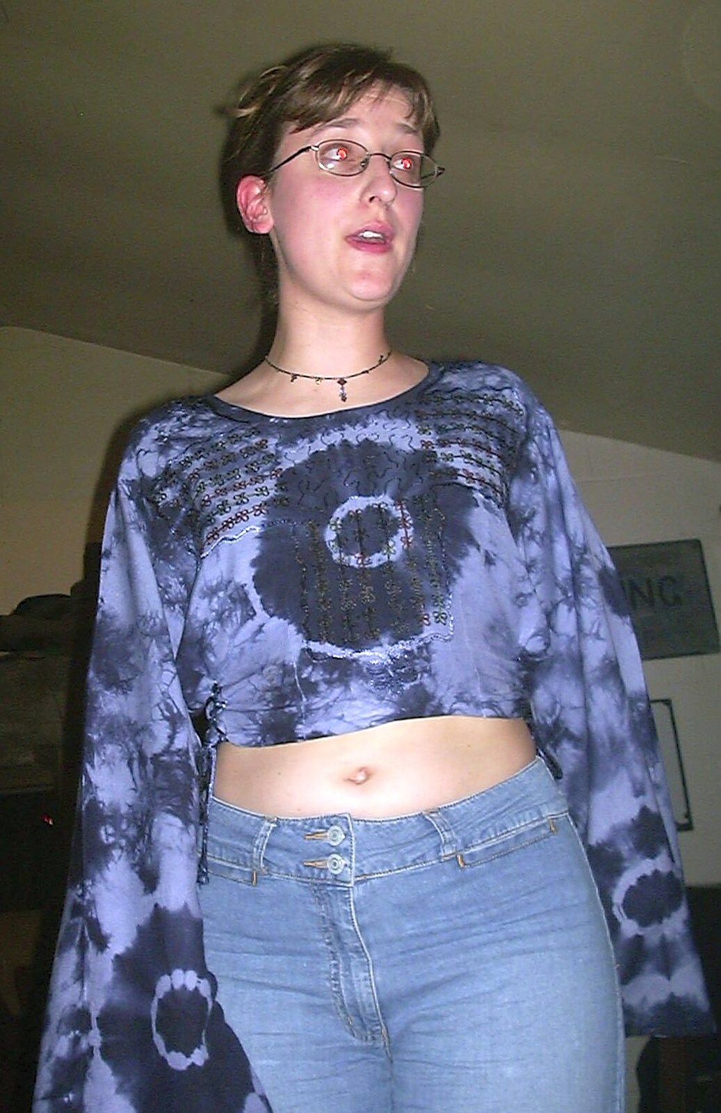 Suey in a 70s crop top from The BBs at the Cider Shed, Banham, Norfolk - 24th May 2002