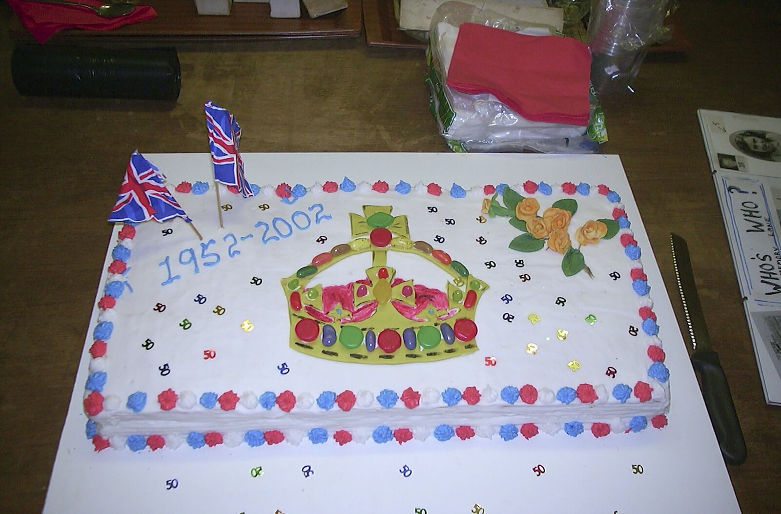 The jubilee cake from Golden Jubilee Celebrations, The Village Hall, Brome, Suffolk - 4th June 2002