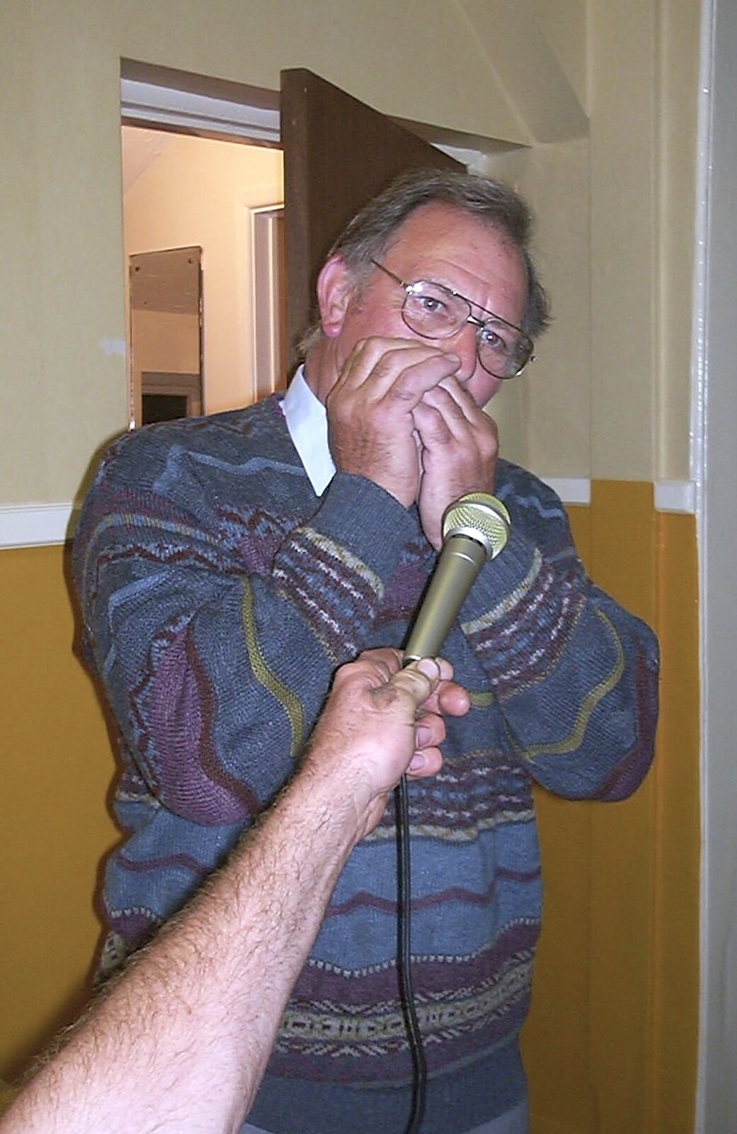 Cyril Hammond plays some harmonica from Golden Jubilee Celebrations, The Village Hall, Brome, Suffolk - 4th June 2002