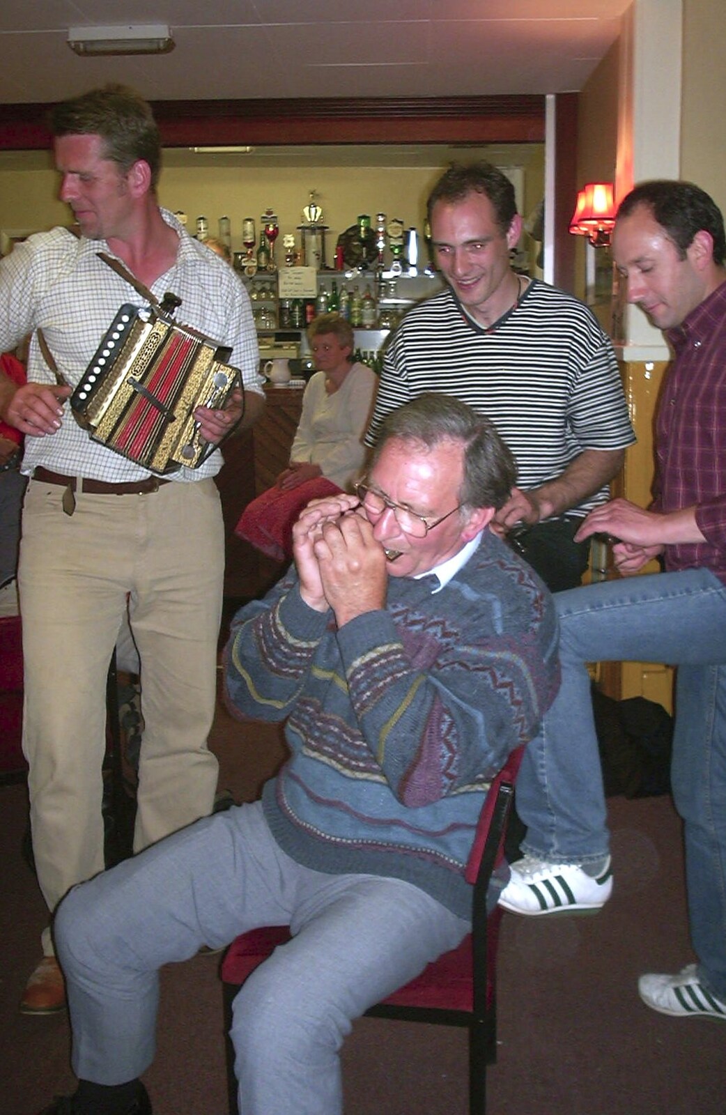 DH is on the spoons from Golden Jubilee Celebrations, The Village Hall, Brome, Suffolk - 4th June 2002