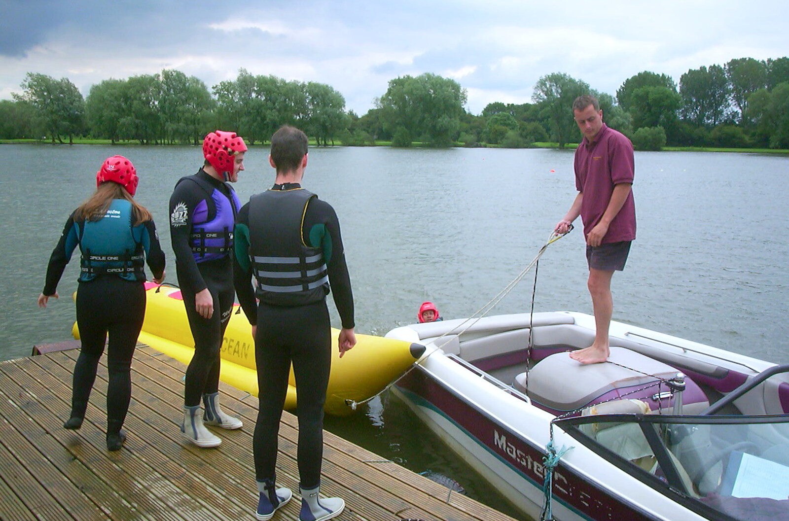 3G Lab Watersports Fun Day, Wyboston, Bedfordshire - 8th June 2002: The banana boat is readied for another trip