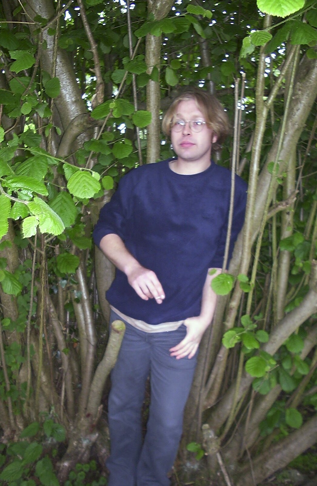 A Rainy Barbeque at the Swan Inn, Brome, Suffolk - 15th June 2002: Marc takes it easy in the trees