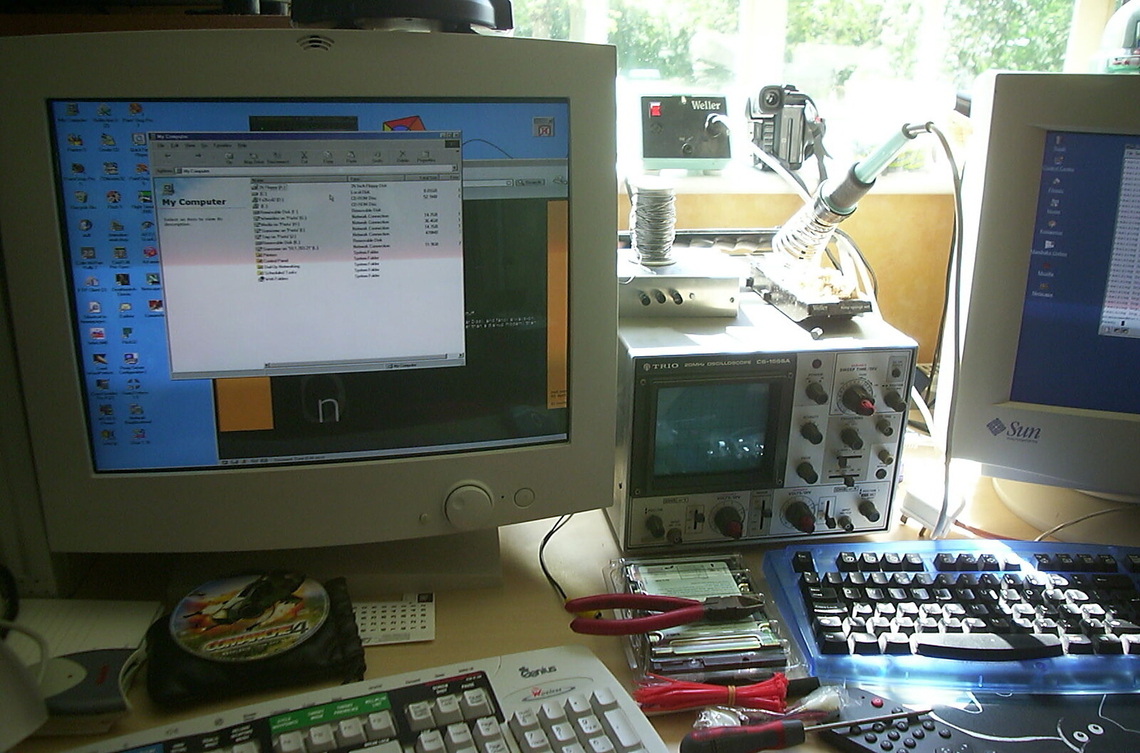 The desk in the office from A Hard-Drive Clock and Other Projects, Brome, Suffolk - 28th June 2002