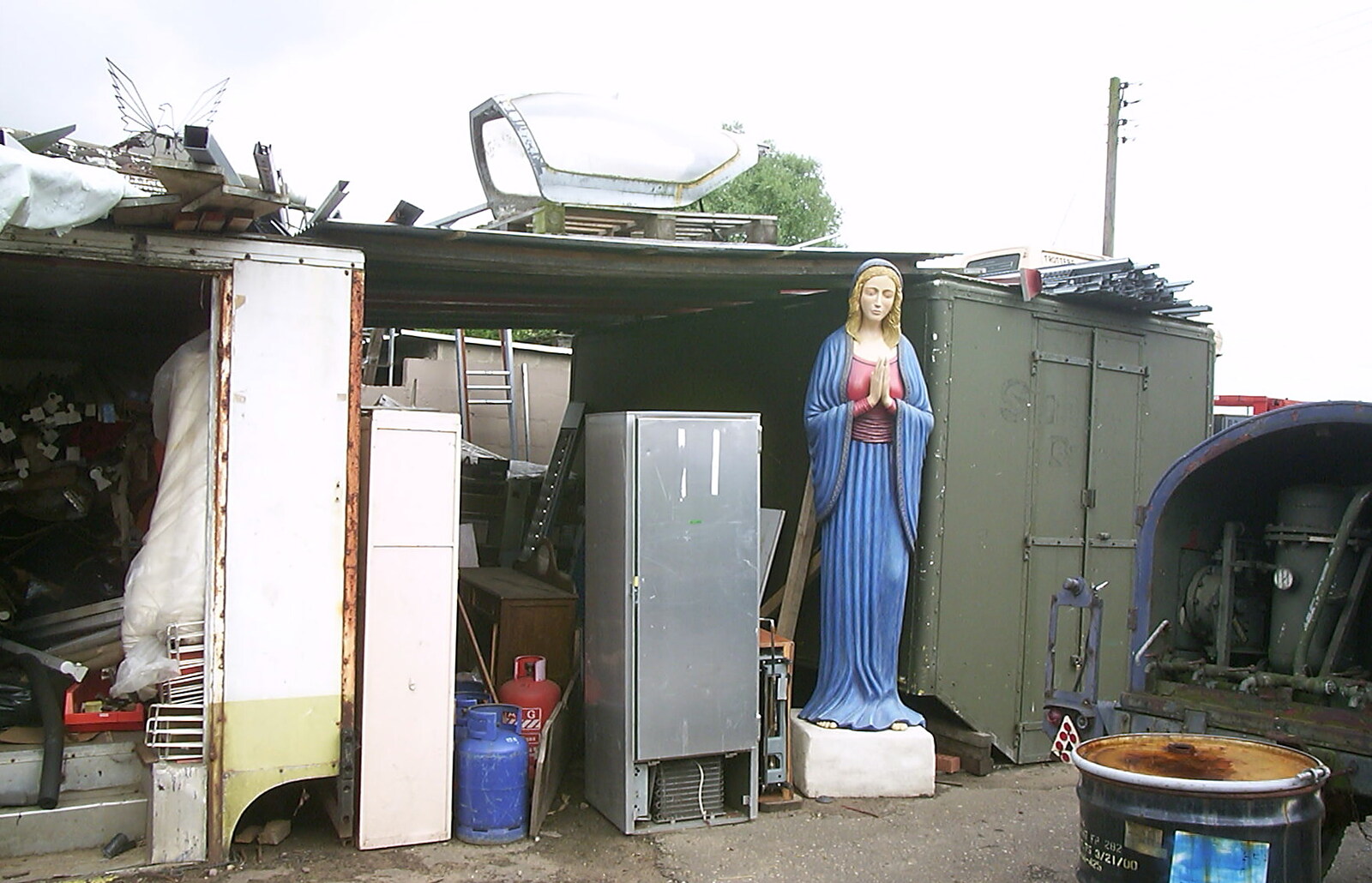 Aircraft canopy and a praying Mary at Gillings from A Hard-Drive Clock and Other Projects, Brome, Suffolk - 28th June 2002