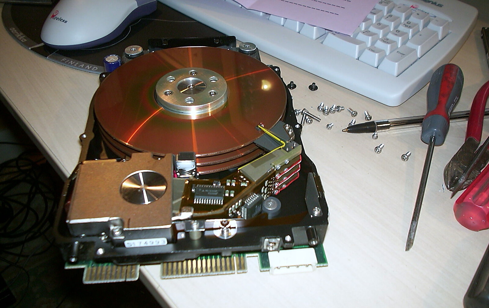 Three platters on an RLL hard disk from A Hard-Drive Clock and Other Projects, Brome, Suffolk - 28th June 2002