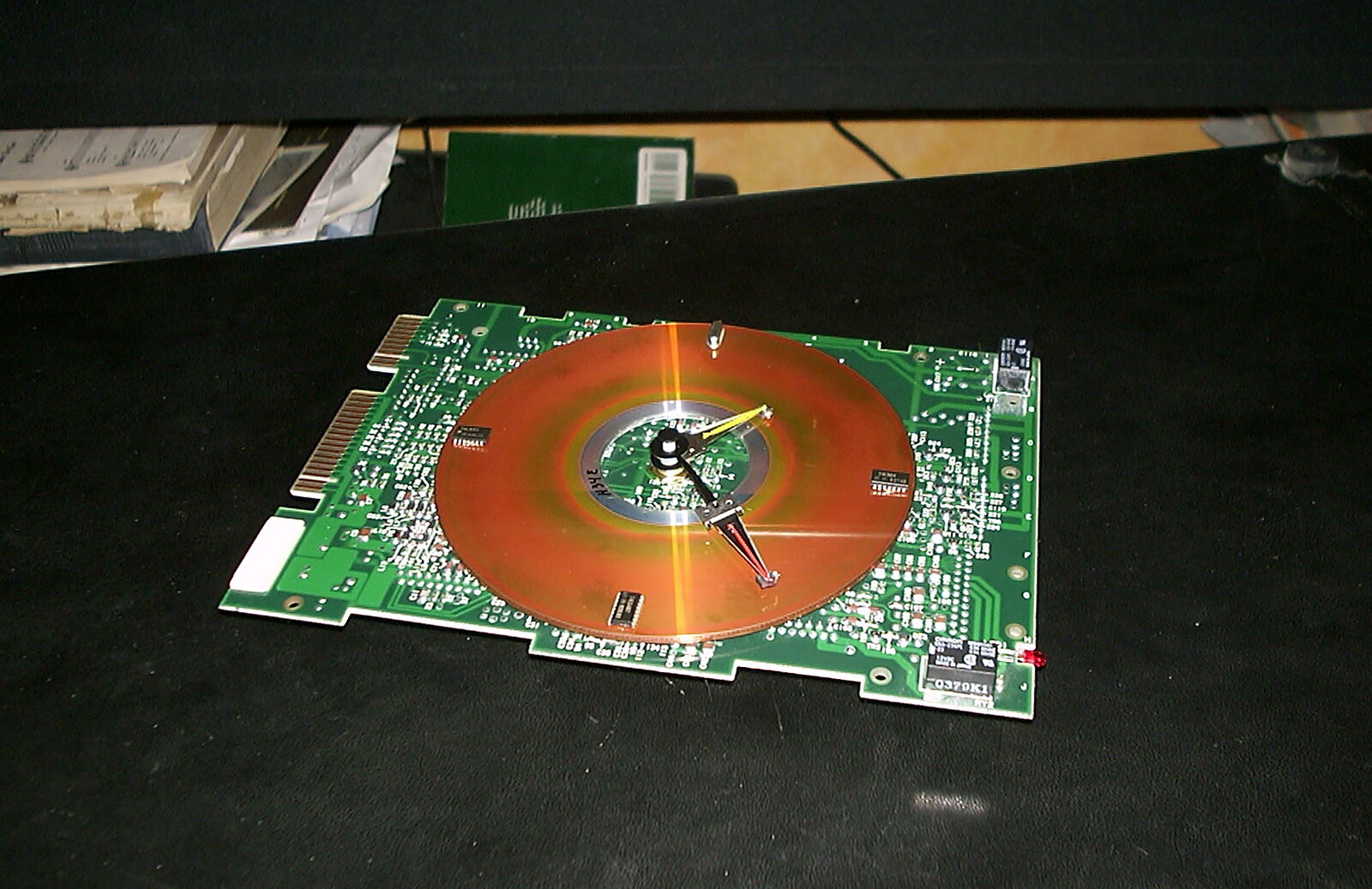 The hard drive clock has hands on it from A Hard-Drive Clock and Other Projects, Brome, Suffolk - 28th June 2002