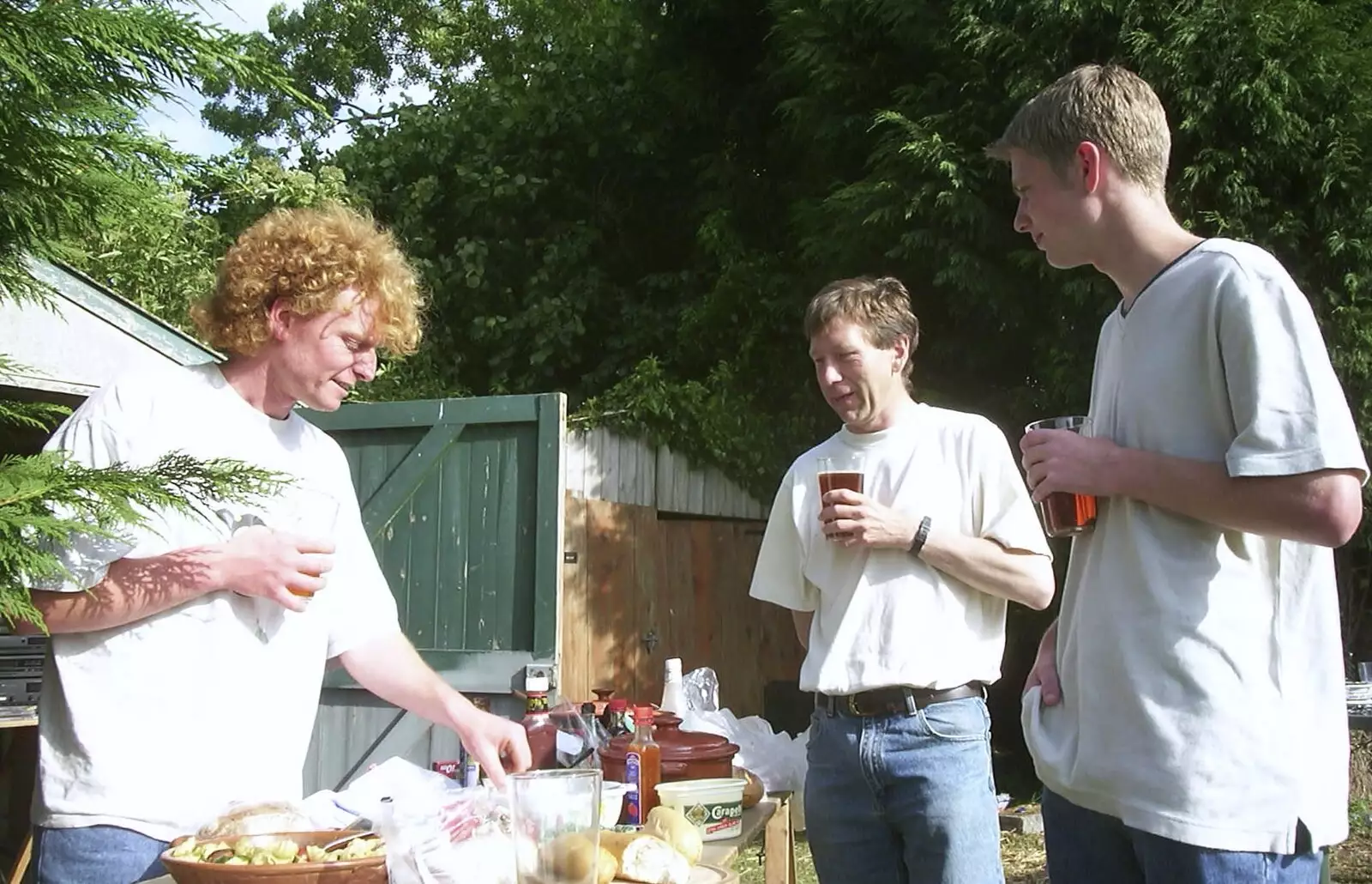 Wavy, Apple and The Boy Phil, from DH's BSCC Barbeque, The Old Post Office, Brome, Suffolk - 7th July 2002