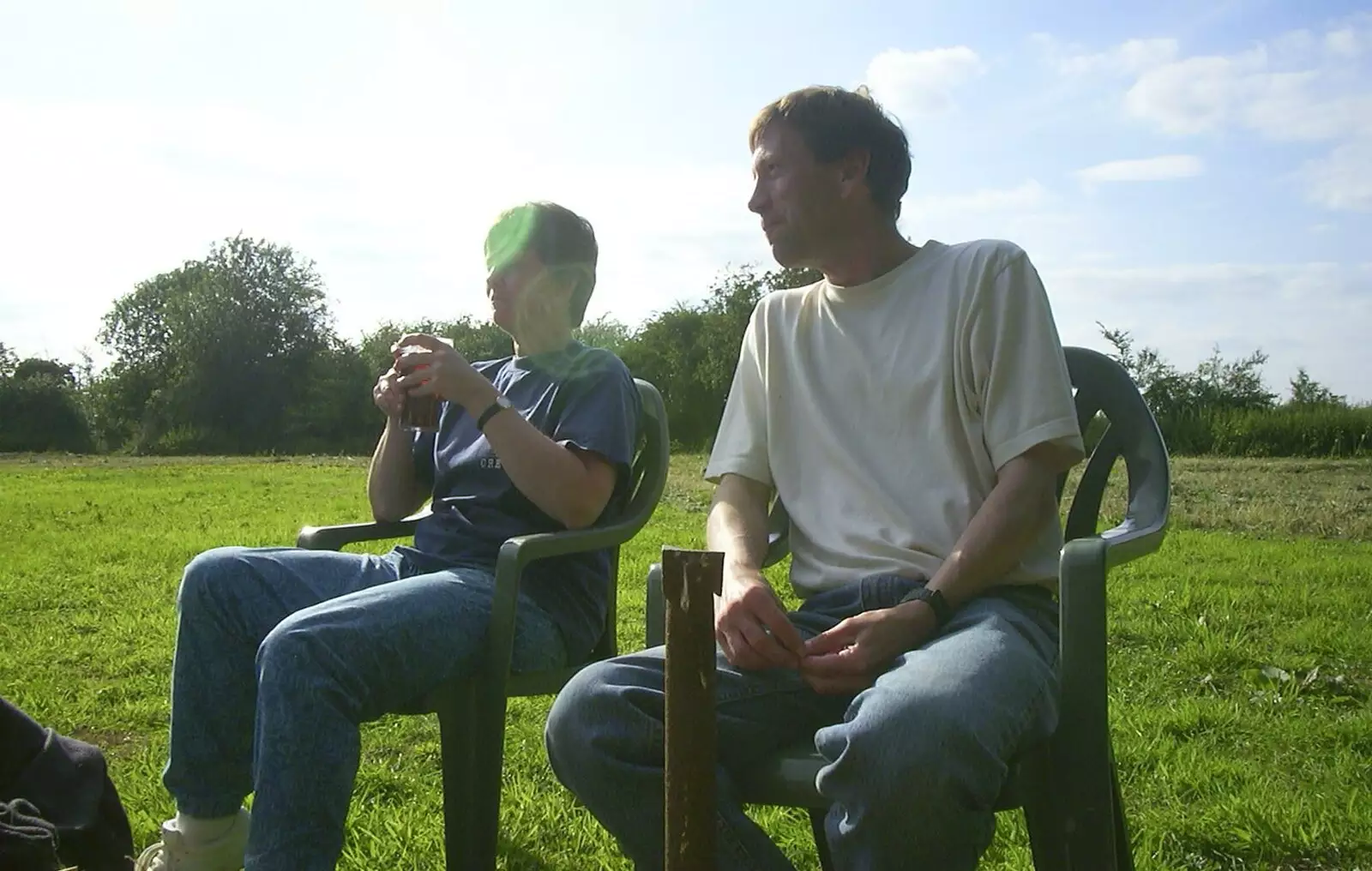 Pippa and Apple in the sun, from DH's BSCC Barbeque, The Old Post Office, Brome, Suffolk - 7th July 2002