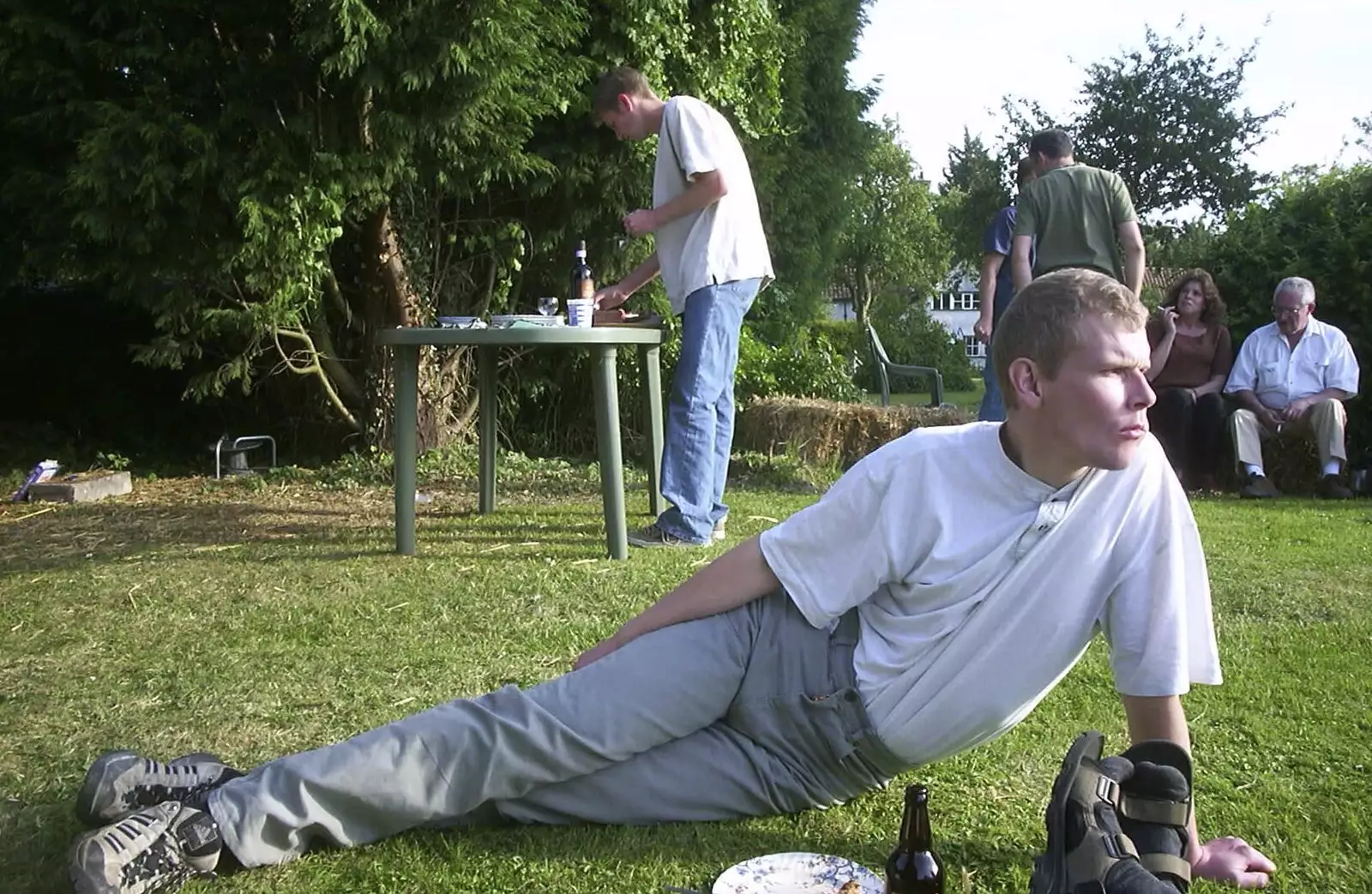 Bill on the grass, from DH's BSCC Barbeque, The Old Post Office, Brome, Suffolk - 7th July 2002