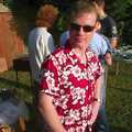 Mikey P appears, with a loud shirt, DH's BSCC Barbeque, The Old Post Office, Brome, Suffolk - 7th July 2002