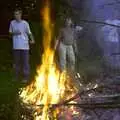 Suey's got her stick in the fire, DH's BSCC Barbeque, The Old Post Office, Brome, Suffolk - 7th July 2002