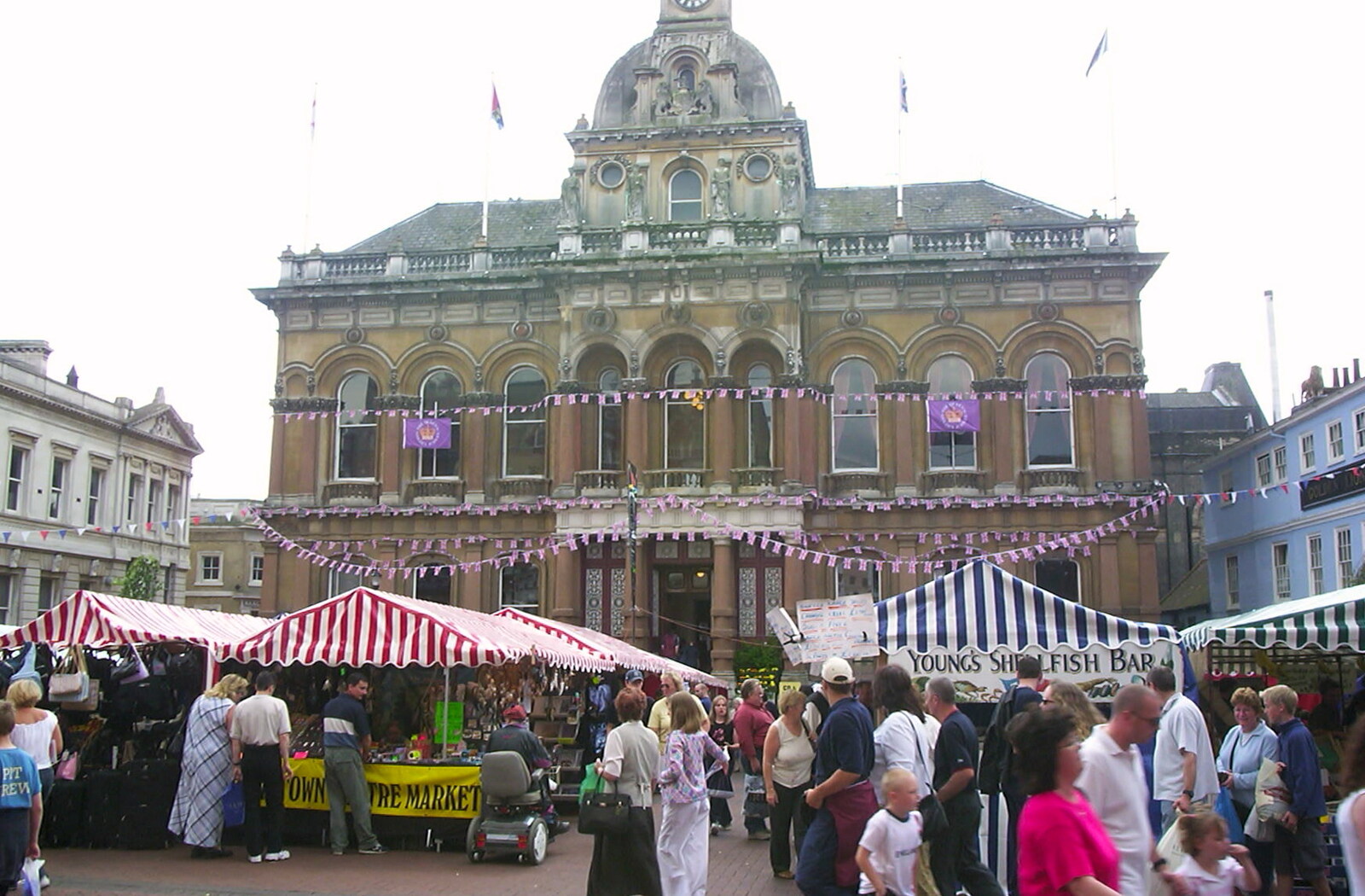 Ipswich Town Hall and market from Radio 1's One Big Sunday, Chantry Park, Ipswich - 14th July 2002