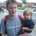 Joe and his sprog on Tacket Street, Radio 1's One Big Sunday, Chantry Park, Ipswich - 14th July 2002