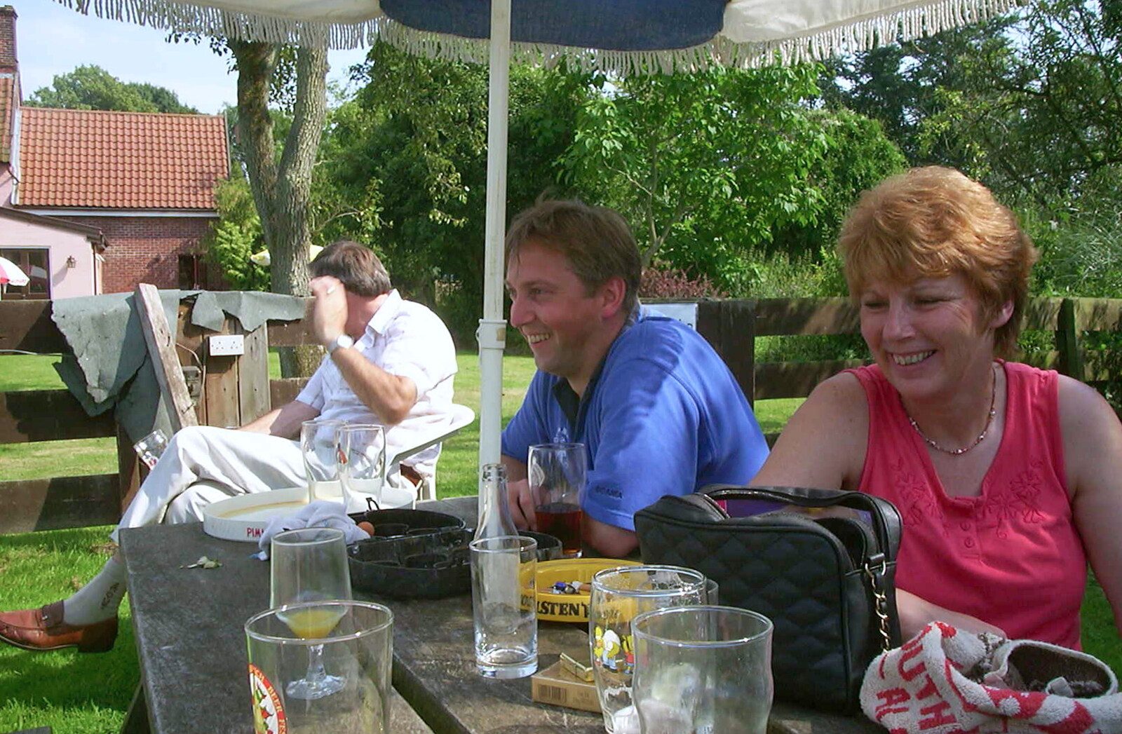 Nigel and Jenny watch proceedings from BSCC Rides, Petanque at the Swan and July Miscellany - 21st July 2002