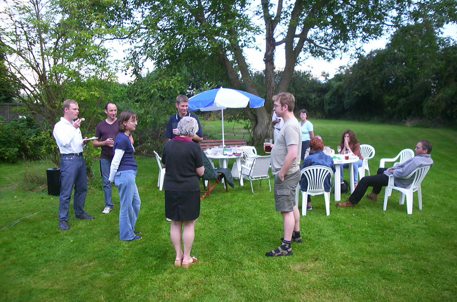 The pub gang in the back garden from Nosher's BSCC Barbeque, Brome, Suffolk - 3rd August 2002
