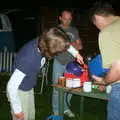 Suey makes some coffees, A BSCC Splinter Group Camping Weekend, Theberton, Suffolk - 11th August 2002