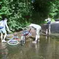 It's a very slippery ford, A BSCC Splinter Group Camping Weekend, Theberton, Suffolk - 11th August 2002