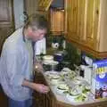 Nigel sets up some sort of starter, Nigel and Jenny's Nosh-Up, Thrandeston, Suffolk - 18th August 2002