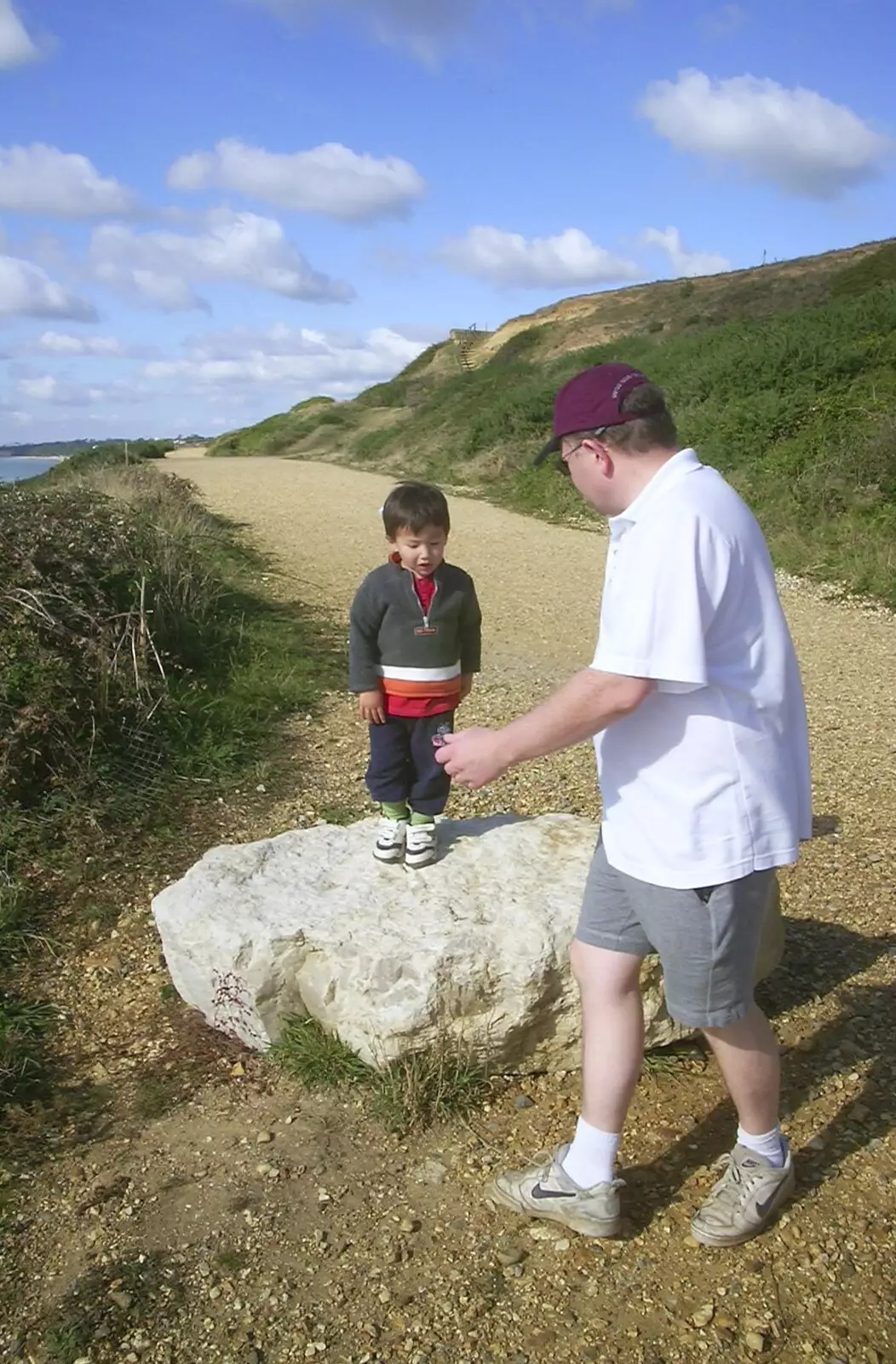 Bruce stands on a rock, from Arnewood School Class of '83 Reunion, Fawcett's Field, New Milton - 2nd November 2002