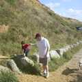 Bruce climbs on the rocks, Arnewood School Class of '83 Reunion, Fawcett's Field, New Milton - 2nd November 2002