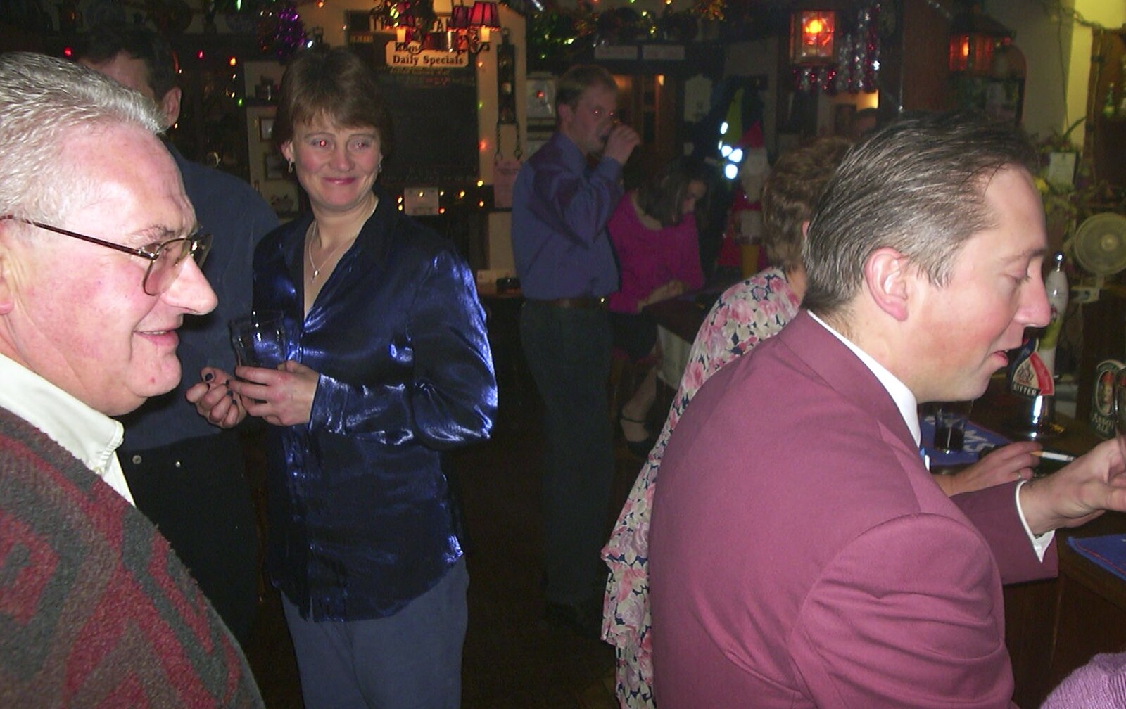 Pippa with a shiny top from The BSCC Christmas Dinner, Brome Swan, Suffolk - 10th December 2002