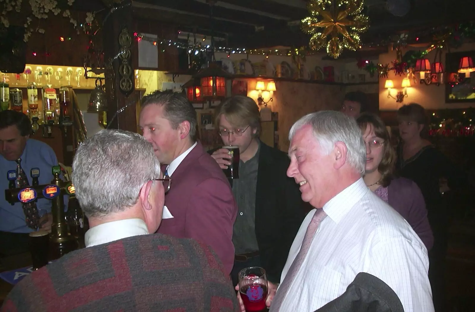 Colin chats to Bomber Langdon, from The BSCC Christmas Dinner, Brome Swan, Suffolk - 10th December 2002