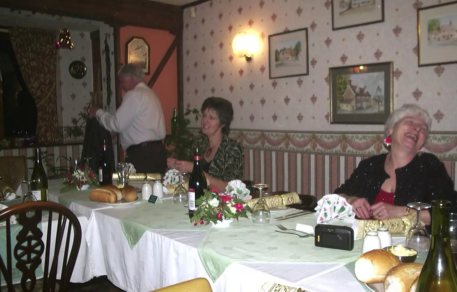 Jill and Spam on the top table, from The BSCC Christmas Dinner, Brome Swan, Suffolk - 10th December 2002