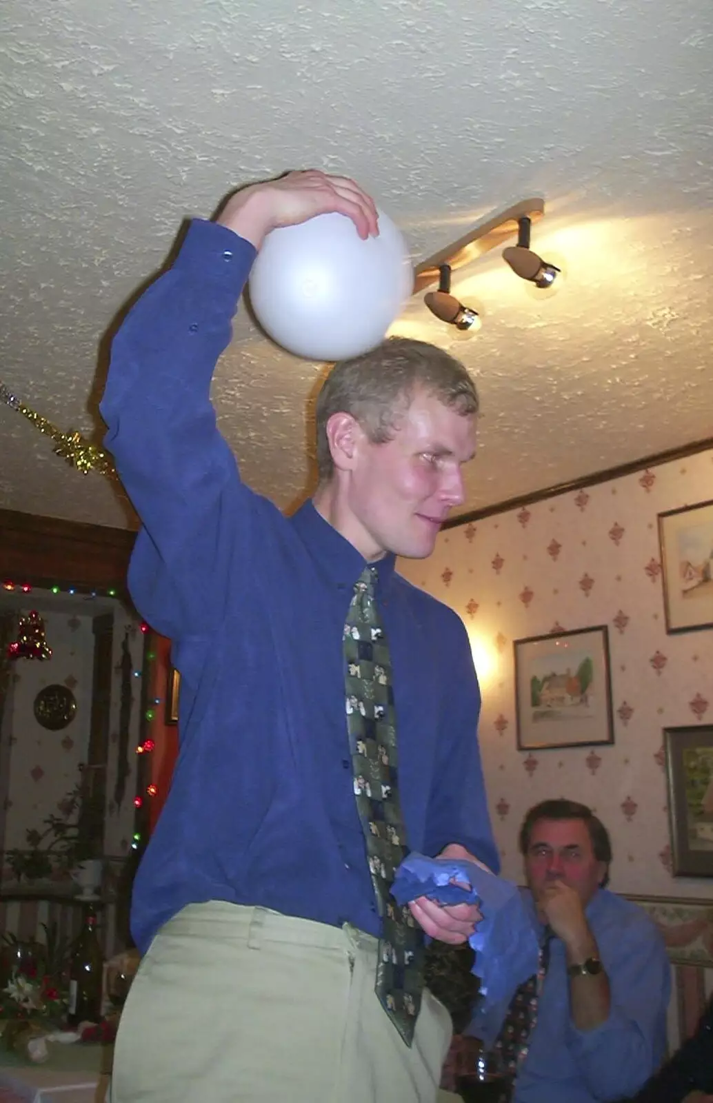 Bill with a balloon, from The BSCC Christmas Dinner, Brome Swan, Suffolk - 10th December 2002