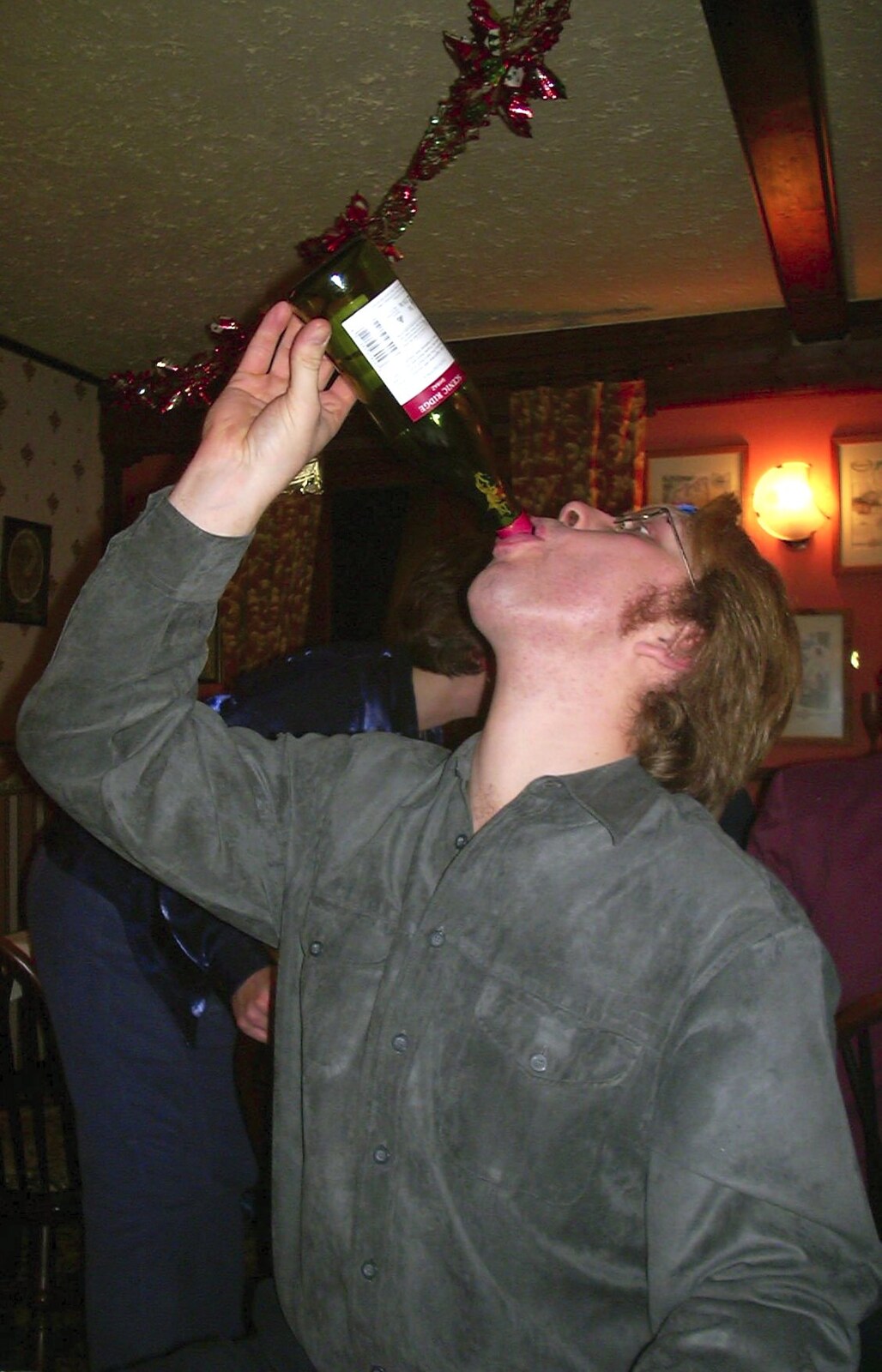 Marc finishes off the bottle from The BSCC Christmas Dinner, Brome Swan, Suffolk - 10th December 2002