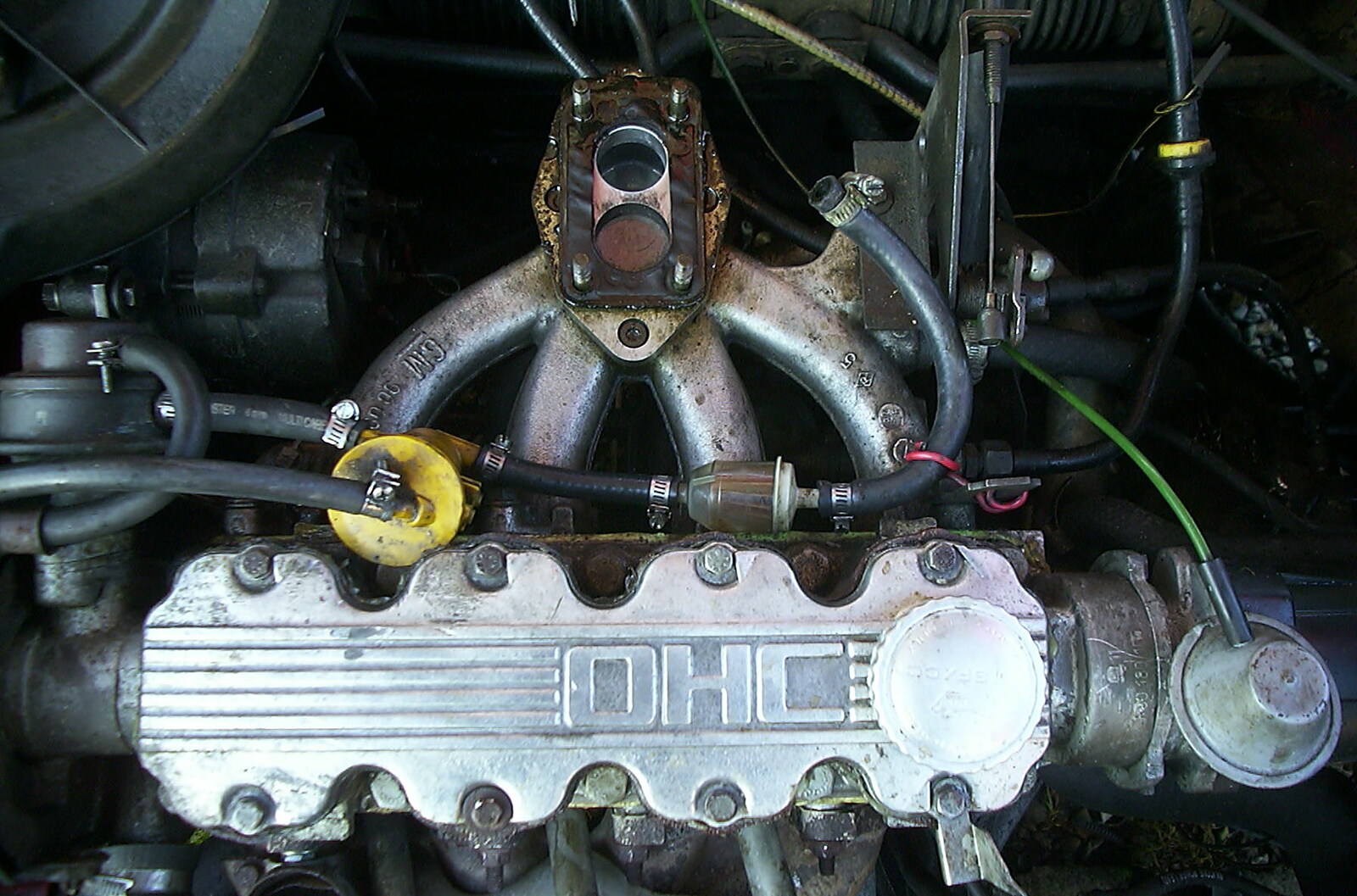 The inlet manifold of the k-series Astra engine from The House in Snow and a Carburettor, Brome, Suffolk - 20th December 2002