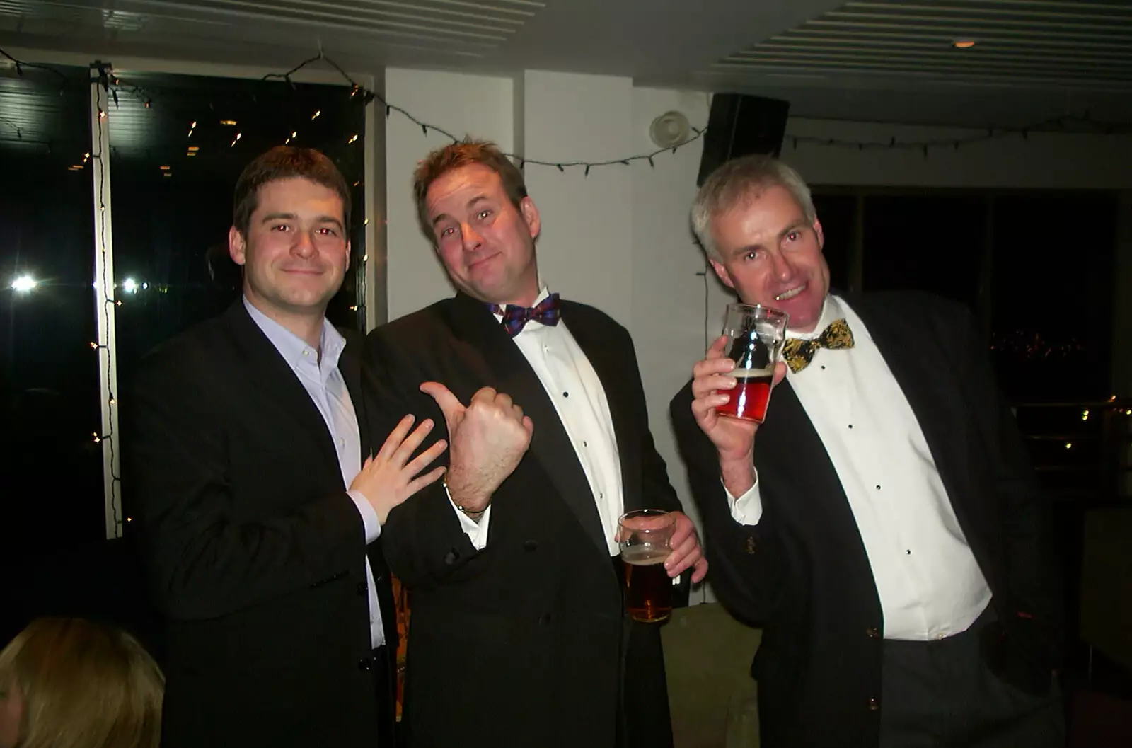 John Lucas, Peter Knowles and Andrew Clarke, from 3G Lab Christmas Party, Q-Ton Centre, Cambridge - 23rd December 2002