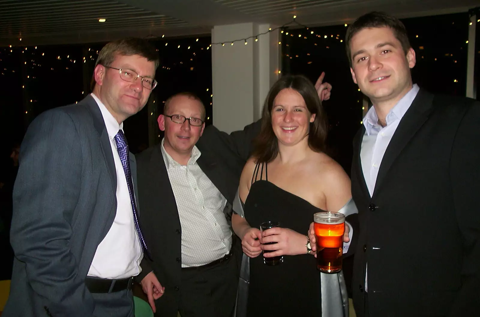 Paul, Julian, Hannah and John, from 3G Lab Christmas Party, Q-Ton Centre, Cambridge - 23rd December 2002