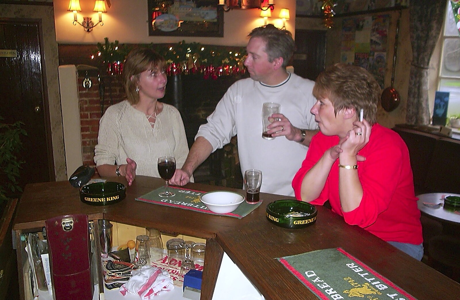 Anne, Nigel and Jenny in the Swan from Christmas Day at Nosher's, Brome, Suffolk - 25th December 2002