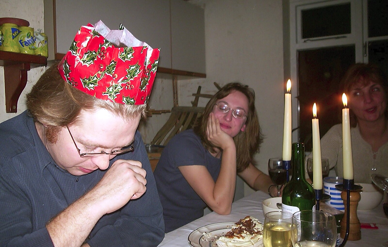Marc shows off his hat from Christmas Day at Nosher's, Brome, Suffolk - 25th December 2002