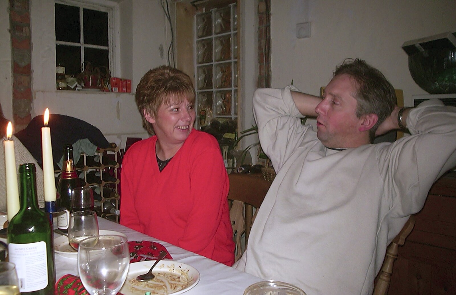 Jenny and Nigel from Christmas Day at Nosher's, Brome, Suffolk - 25th December 2002
