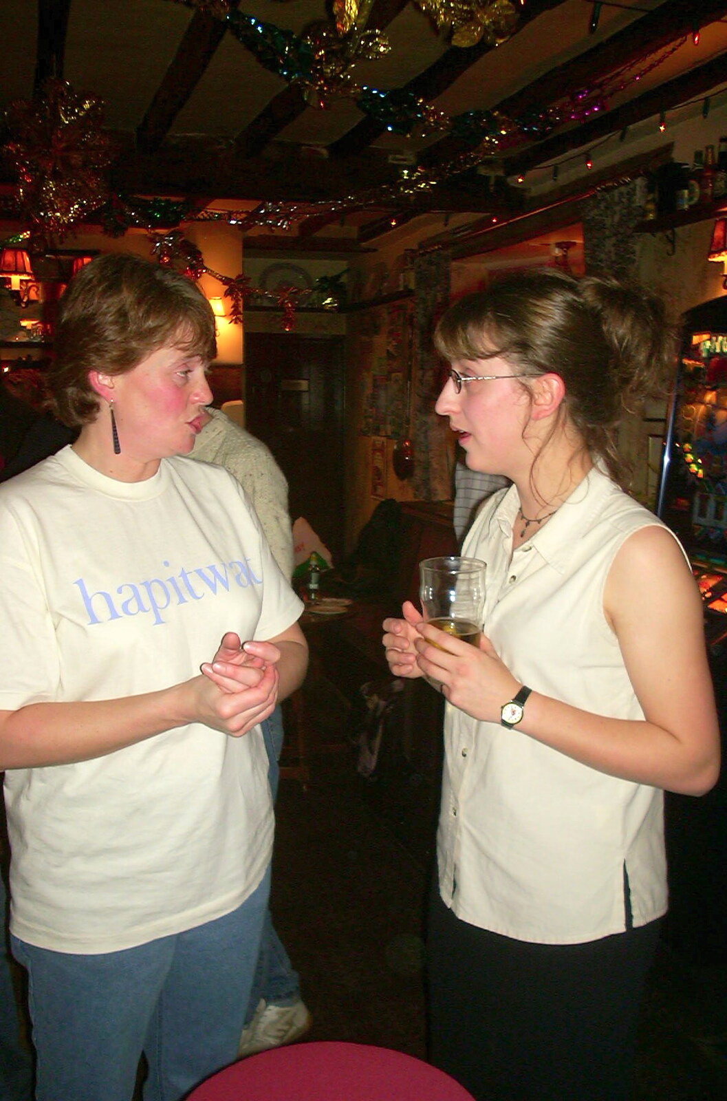 New Year's Eve at the Swan Inn, Brome, Suffolk - 31st December 2002: Pippa talks to a surprised Suey