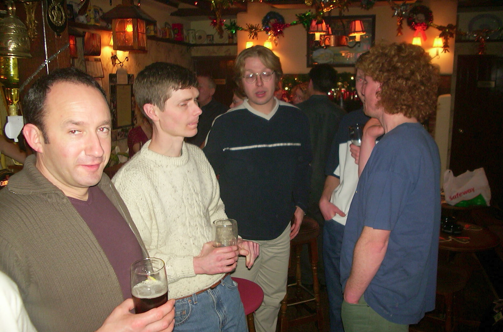 New Year's Eve at the Swan Inn, Brome, Suffolk - 31st December 2002: DH, Ninja M, Marc and Wavy