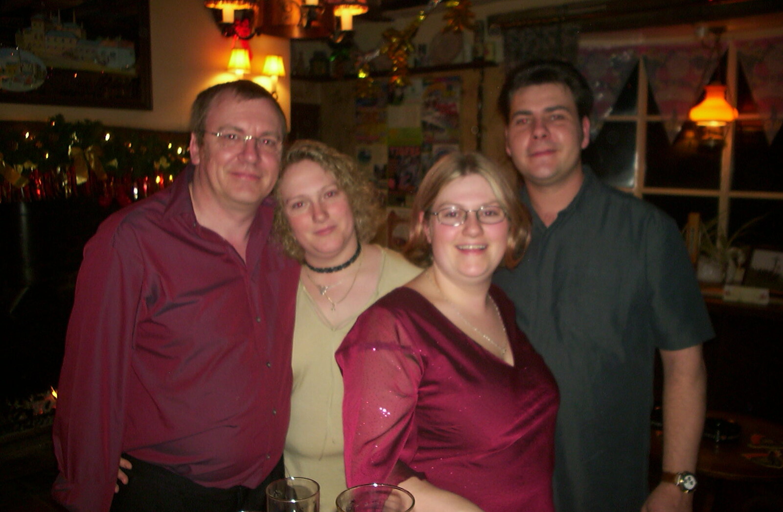 New Year's Eve at the Swan Inn, Brome, Suffolk - 31st December 2002: A slightly blurry group photo
